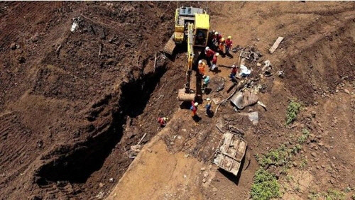 지난 1월 브라질 남동부 브루마지뉴 지역에서 발생한 광산 댐 붕괴사고 현장에서 최장기 실종자 수색작업이 진행되고 있다. [브라질 뉴스포털 UOL]